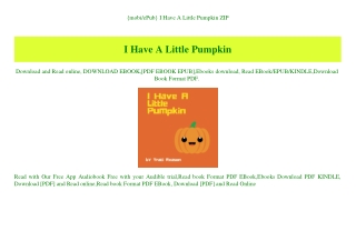 {mobiePub} I Have A Little Pumpkin ZIP