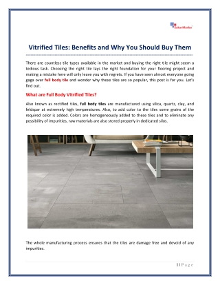 Vitrified Tiles: Benefits and Why You Should Buy Them