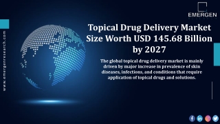 Topical Drug Delivery Market Opportunities, Revenue Share Analysis by 2027