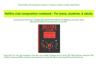 Read Hellfire club composition notebook For teens  students  & adults. Read Online