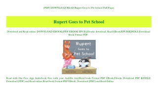 [PDF] DOWNLOAD READ Rupert Goes to Pet School Full Pages