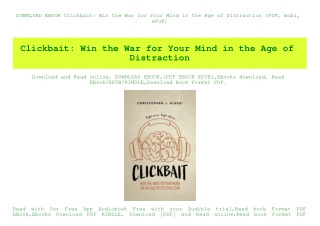 DOWNLOAD EBOOK Clickbait Win the War for Your Mind in the Age of Distraction [PDF  mobi  ePub]