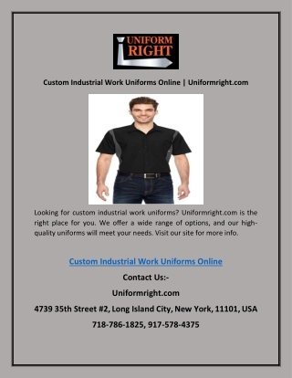 Custom Industrial Work Uniforms Online | Uniformright.com