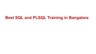 Best SQL and PLSQL Training in Bangalore