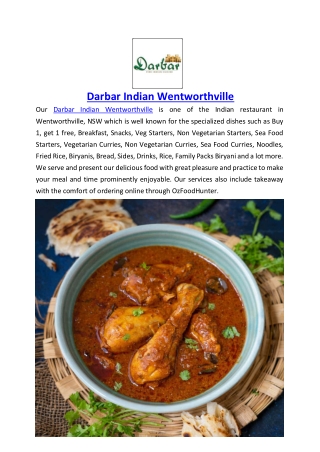 Up to 10% Offer Darbar Indian Wentworthville – Order Now