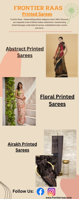 Shop Stylish printed Sarees For Women Online