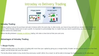 Intraday vs Delivery Trading