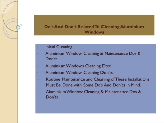 Do's And Don't Related To Cleaning Aluminium Windows