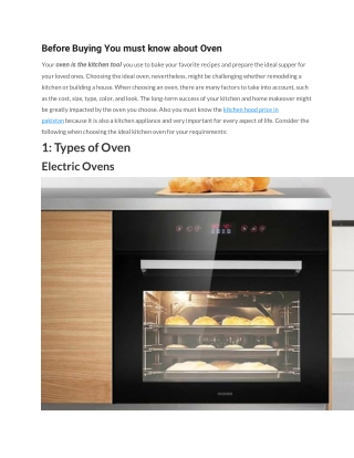 Before Buying You must know about Oven