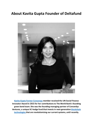 Kavita Gupta Founder of Deltafund