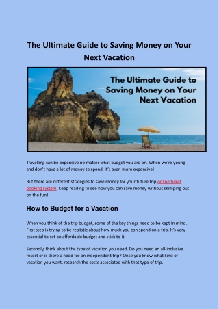 The Ultimate Guide to Saving Money on Your Next Vacation