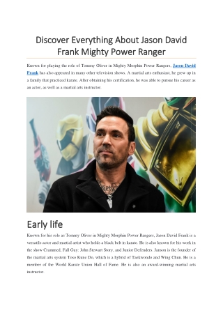 Discover Everything About Jason David Frank Mighty Power Ranger