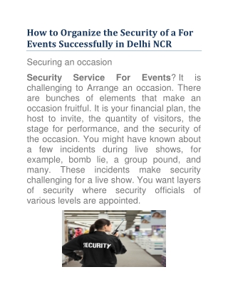 How to Organize the Security of a For Events Successfully in Delhi NCR