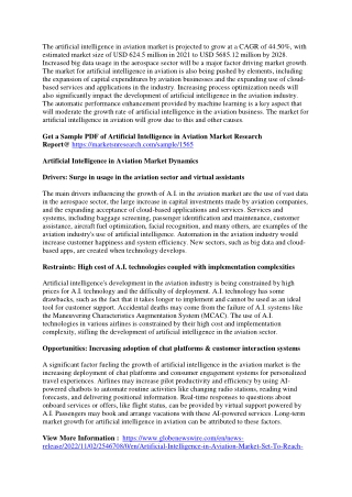 Artificial Intelligence in Aviation Market  Scope, Trend , Share,  High Growth R
