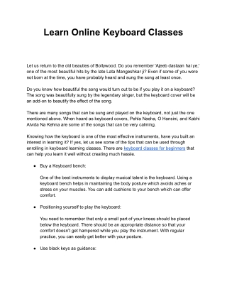 Learn Online Keyboard Classes