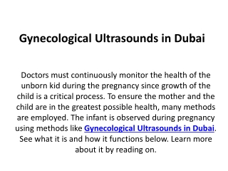 Gynecological Ultrasounds in Dubai