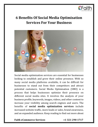 6 Benefits Of Social Media Optimisation Services For Your Business