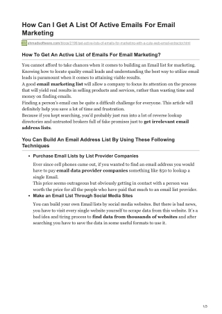 1How Can I Get A List Of Active Emails For Email Marketing
