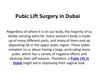 Pubic Lift Surgery in Dubai