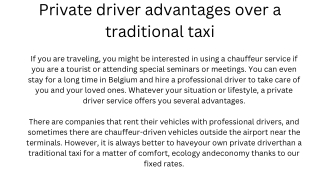 Private driver advantages over a traditional taxi