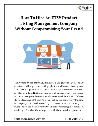 How To Hire An Etsy Product Listing Management Company Without Compromising Your