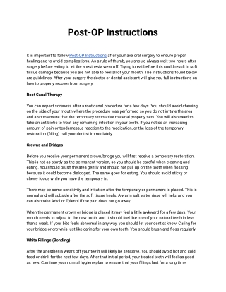Post-OP Instructions