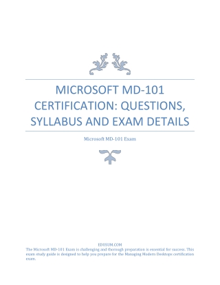 Microsoft MD-101 Certification: Questions, Syllabus and Exam Details