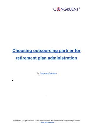 Choosing Outsourcing Partner for Retirement Plan Administration