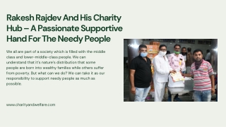 Rakesh Rajdev And His Charity Hub – A Passionate Supportive Hand For The Needy People