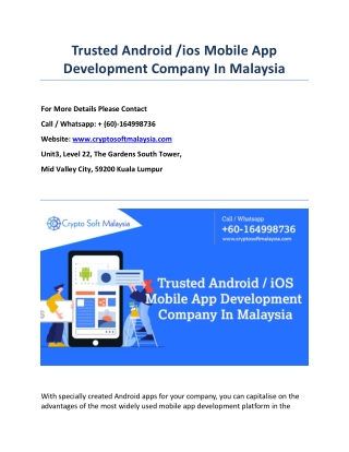 Trusted Android /ios Mobile App Development Company In Malaysia