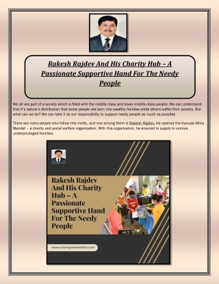 Rakesh Rajdev And His Charity Hub A Passionate Supportive Hand For The Needy People