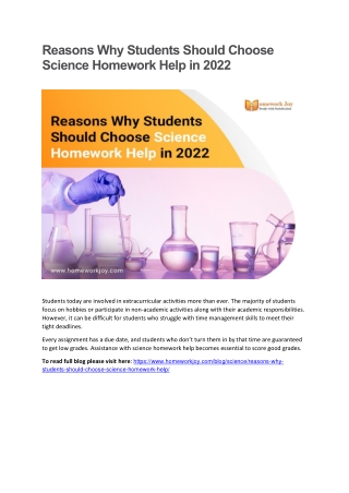 Reasons Why Students Should Choose Science Homework Help in 2022