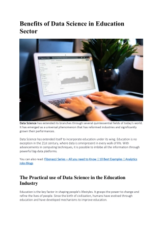 Benefits of Data Science in Education Sector