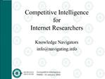 Competitive Intelligence for Internet Researchers