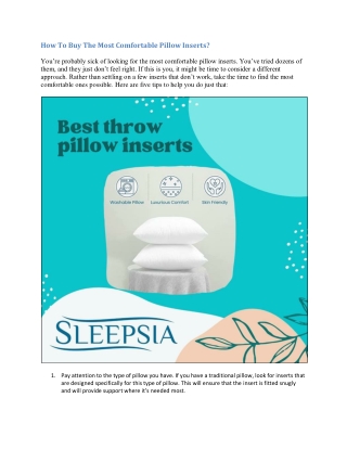 How To Buy The Most Comfortable Pillow Inserts