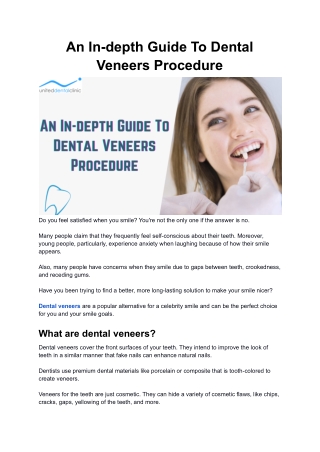 An In-depth Guide To Dental Veneers Procedure