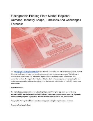 Flexographic Printing Plate Market Regional Demand, Industry Scope, Timelines
