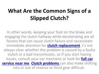 What Are the Common Signs of a Slipped Clutch?