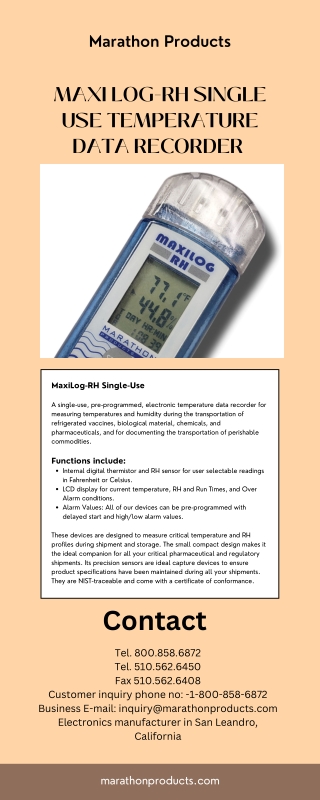 Maxi Log-rh Single-use Temperature Data Logger