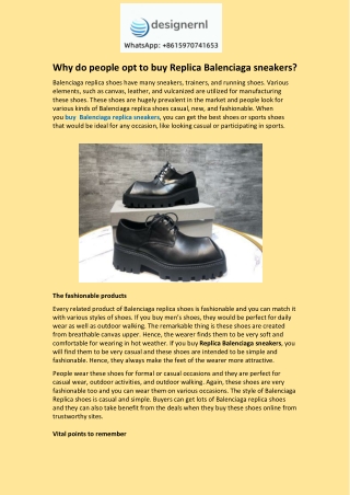 Why do people opt to buy Replica Balenciaga sneakers?