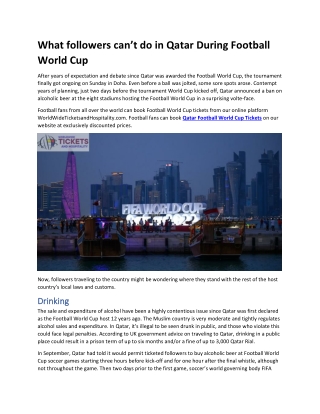 What followers can’t do in Qatar During Football World Cup