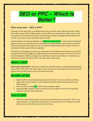 SEO or PPC – Which Is Better?