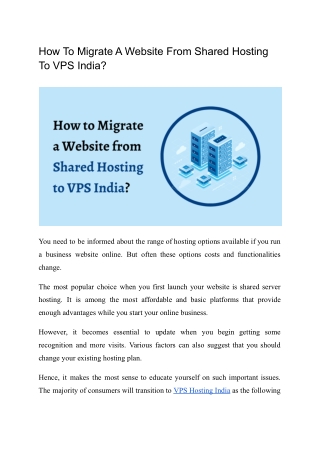 How To Migrate A Website From Shared Hosting To VPS India?