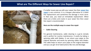 What are The Different Ways for Sewer Line Repair?