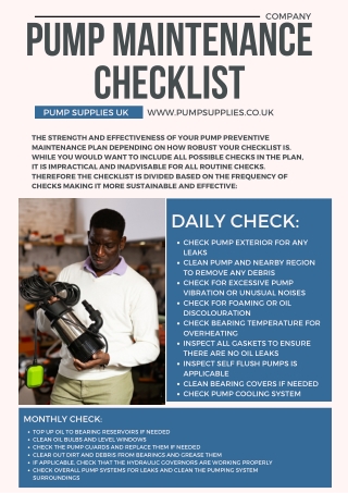 Pump Maintenance Checklist