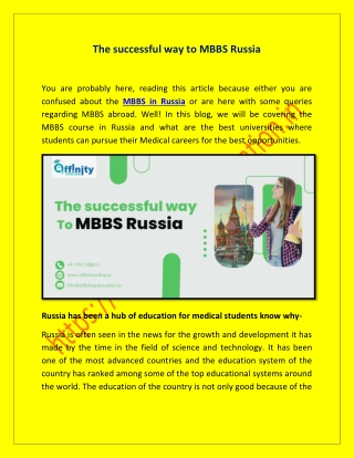 The successful way to MBBS Russia