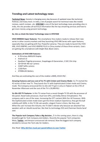 Trending and Latest technology news