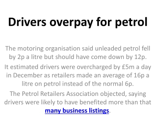 Drivers overpay for petrol