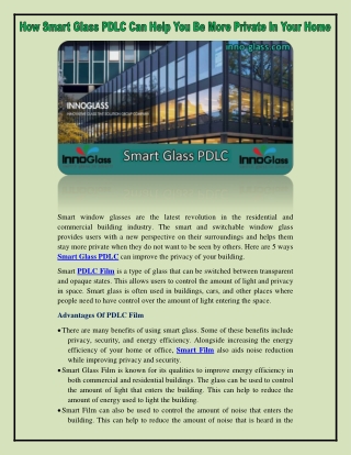 Smart Glass PDLC