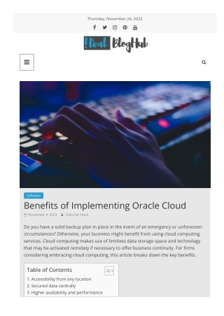 Benefits of Implementing Oracle Cloud